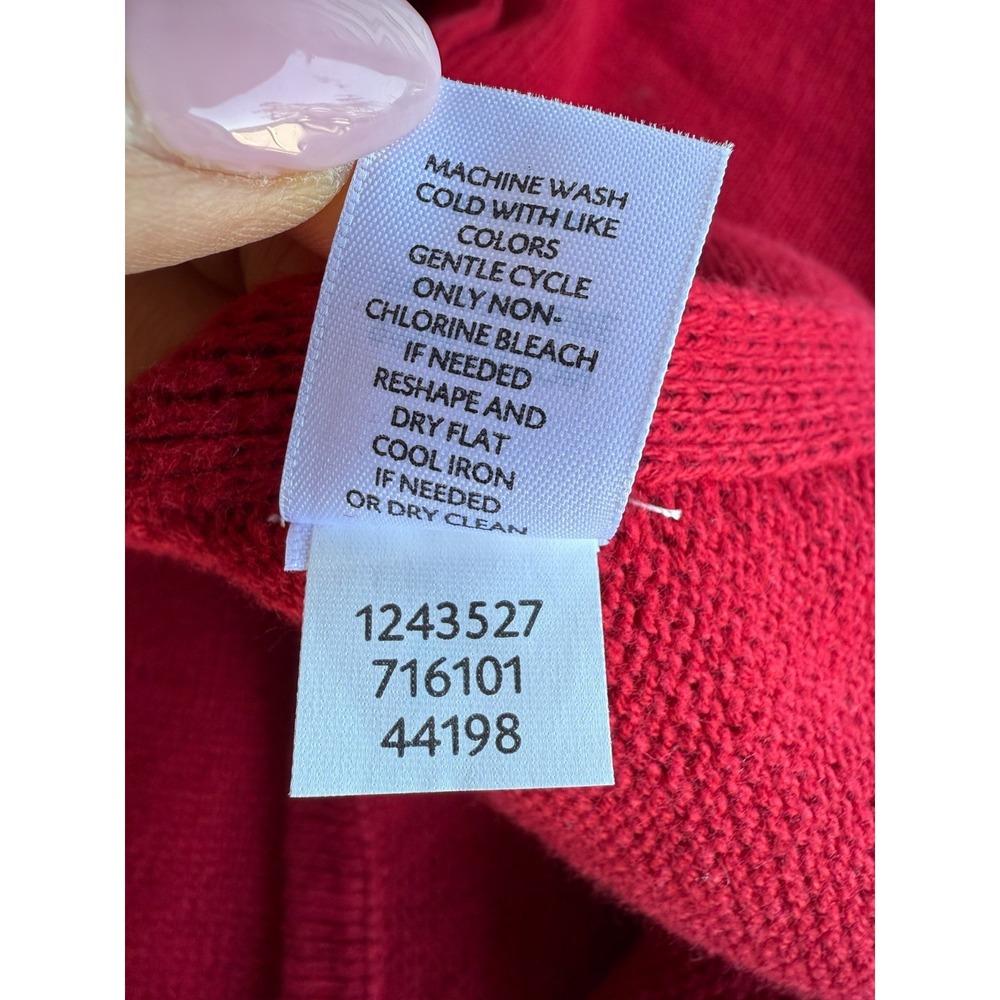 Pure Jill J Jill Red Knit Cotton Cashmere Cowl Neck Poncho Sweater M/L Lagenlook - Picture 11 of 12